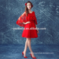 Lace applique red short evening dresses short prom dresses with shawl sleeve homecoming dress wholesale